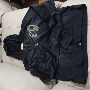 Burberry velour black zip up hoodie and pant set size L